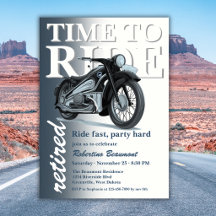 Blue Classic Motorbike Ride Fast Retirement Party