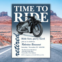 Blue Classic Motorbike Ride Fast Retirement Party