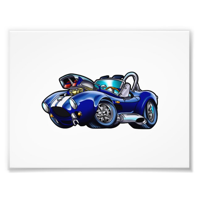Blue classic muscle car |Choose background colour Photo Print (Front)