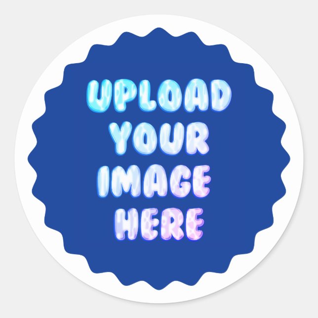Blue Classic Round Sticker with a Business Logo (Front)