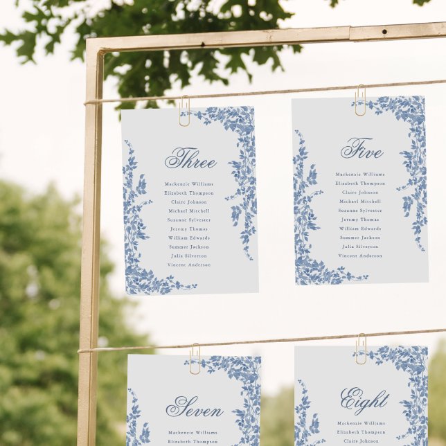 Blue Classic Seating Chart Card Vintage Floral  (Creator Uploaded)