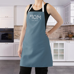 Blue Classic Typography Mum Established Apron
