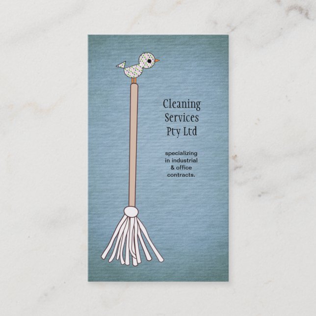 Blue Cleaner Cleaning Service Business Card (Front)