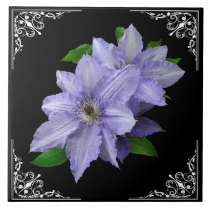 BLUE CLEMATIS IN VICTORIAN FRAME TILE