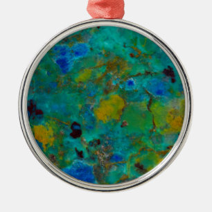 Blue Cliff Chrysocolla Metal Tree Decoration