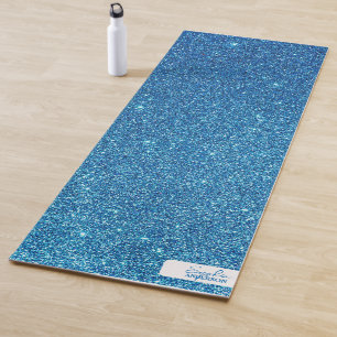 Blue Close-up Glitter with Your Name Yoga Mat