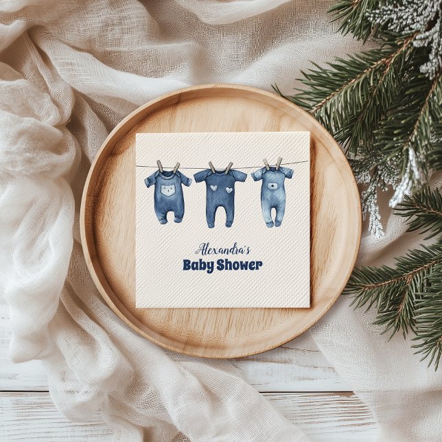 Blue Clothesline Baby Shower Napkin (Creator Uploaded)
