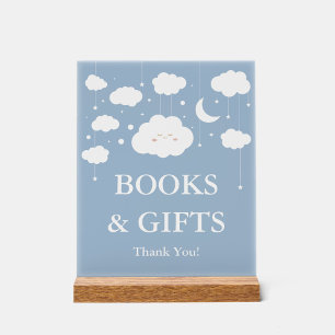 Blue Cloud 9 Baby Shower Books and Gift  Acrylic Sign