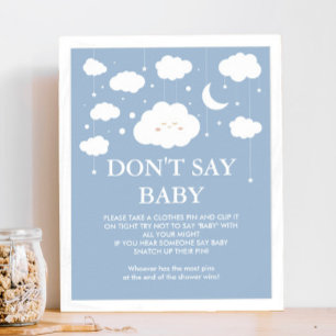 Blue Cloud 9 Baby Shower Game Don't Say Baby  Poster