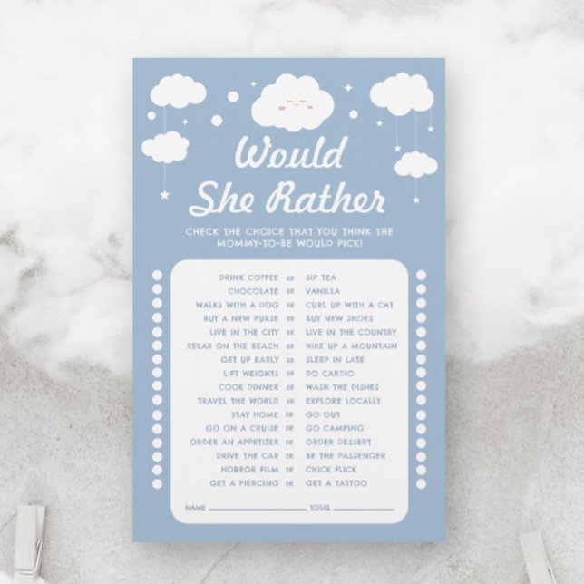  Blue Cloud 9 Baby Shower Game Would She Rather (Creator Uploaded)