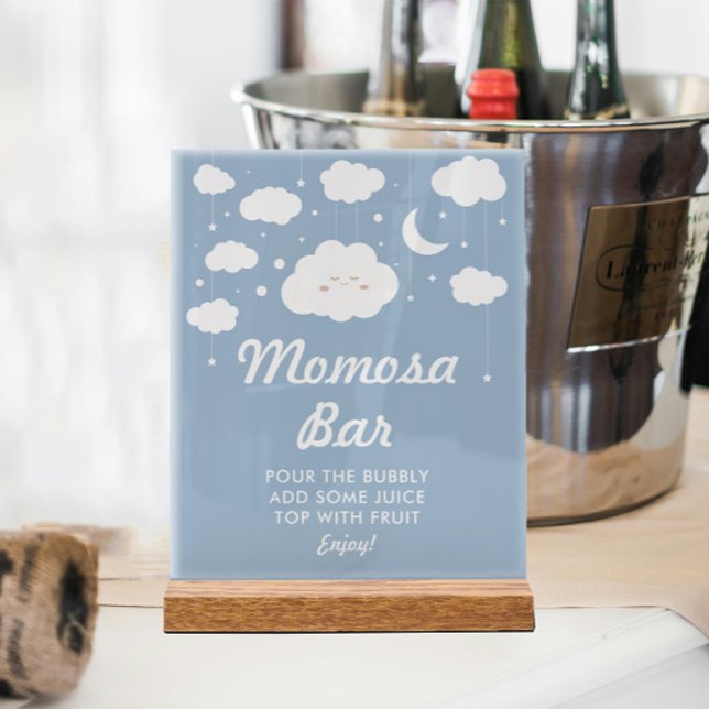 Blue Cloud 9 Baby Shower Momosa Bar  Acrylic Sign (Creator Uploaded)