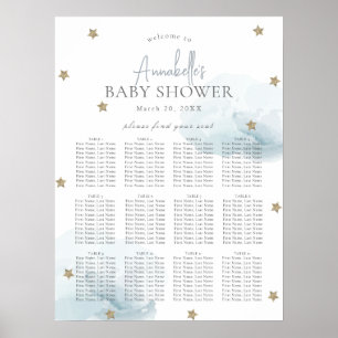 Blue Cloud 9 Baby Shower Welcome Seating Chart