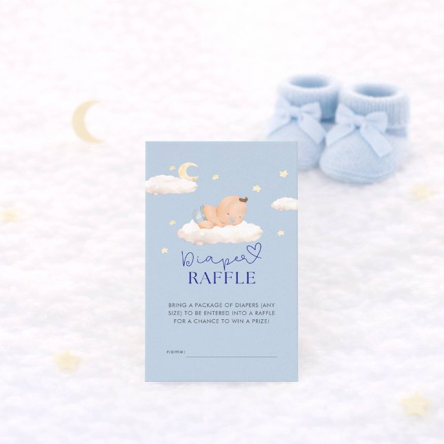 Blue Cloud Baby Boy Shower Diaper Raffle Enclosure Card (Creator Uploaded)