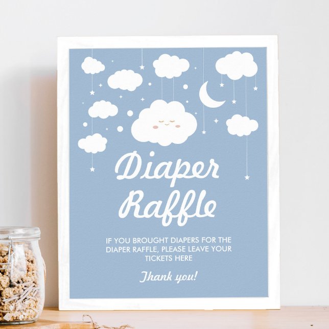 Blue Cloud Baby Shower Diaper Raffle Game Poster (Creator Uploaded)