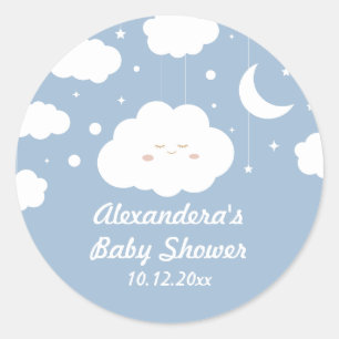Blue Cloud Baby Shower Favour Classic Round Sticker