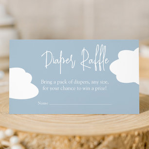 Blue Cloud Diaper Raffle Baby Shower Enclosure Card