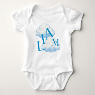 Blue Cloud Monogram Baby Bodysuit