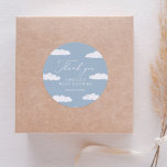 Blue Cloud Nine Baby Shower Classic Round Sticker<br><div class="desc">Say thank you to friends and family for attending your baby shower with these dusty blue 'cloud nine' themed stickers.</div>