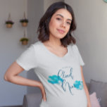 Blue Cloud Nine Baby Shower T-Shirt<br><div class="desc">Boho and dreamy baby shower t-shirt design featuring watercolor illustration of turquoise blue clouds. The text says "we are on cloud nine."</div>