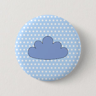 Blue Cloud on Blue and White Polka Dots. 6 Cm Round Badge