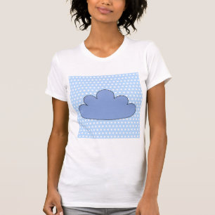 Blue Cloud on Blue and White Polka Dots. T-Shirt