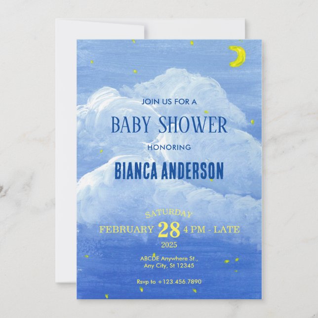 Blue cloud sky Baby Shower Invitation (Front)
