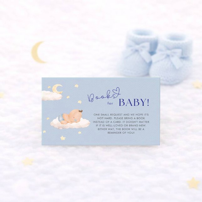 Blue Cloud Star Baby Boy Shower Book Request Enclosure Card (Creator Uploaded)