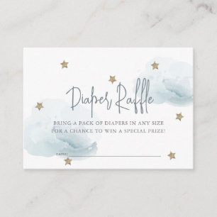 Blue Cloud & Star Baby Shower Diaper Raffle Ticket Enclosure Card