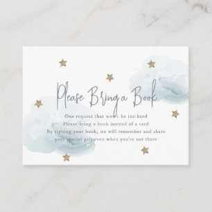 Blue Cloud & Star Baby Shower Please Bring a Book Enclosure Card