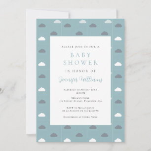 Blue Clouds Boy Baby Shower Invitation
