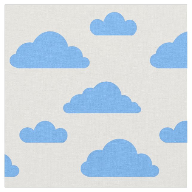 Blue clouds on white fabric by Nicole Janes (Close Up)