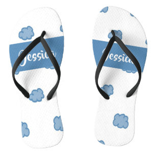 Blue clouds on white jandals