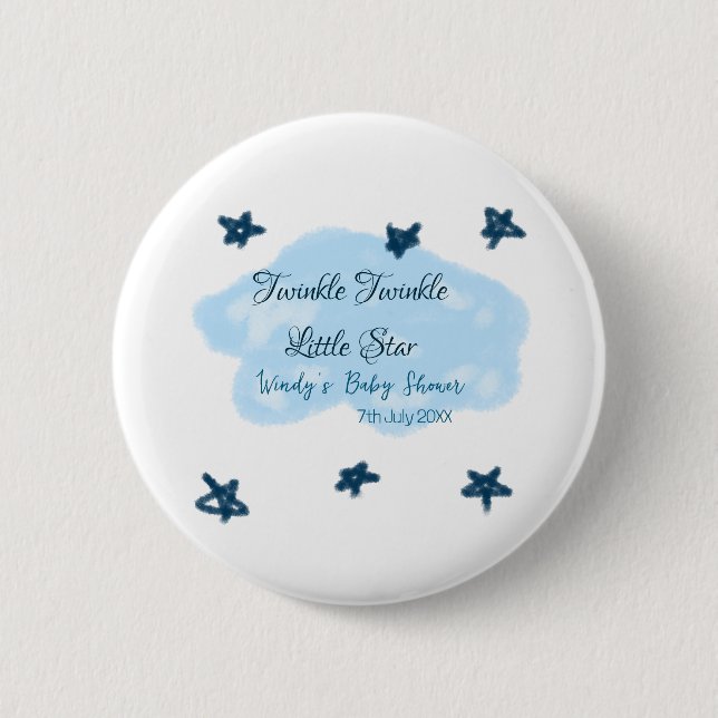 Blue clouds twinkle Twinkle Little Star baby showe 6 Cm Round Badge (Front)