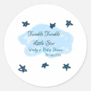 Blue clouds twinkle Twinkle Little Star baby showe Classic Round Sticker
