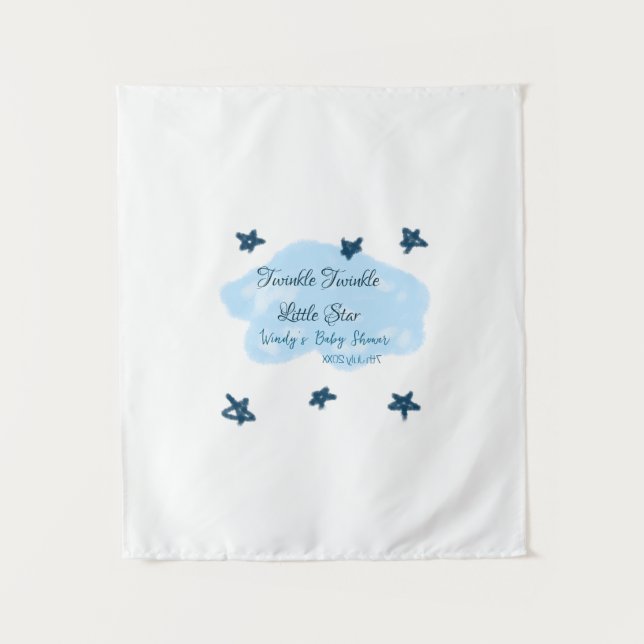 Blue clouds twinkle Twinkle Little Star baby showe Tapestry (Front)