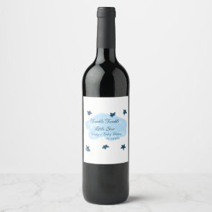 Blue clouds twinkle Twinkle Little Star baby showe Wine Label