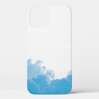 BLUE CLOUDS UNDER WHITE SKY iPhone 12 CASE