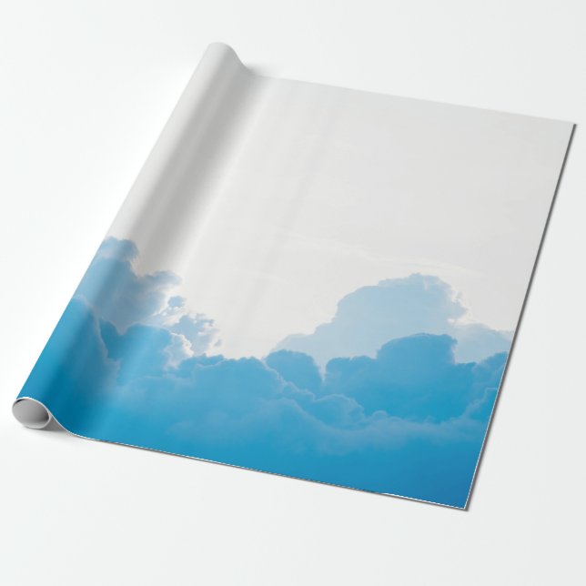 BLUE CLOUDS UNDER WHITE SKY WRAPPING PAPER (Unrolled)