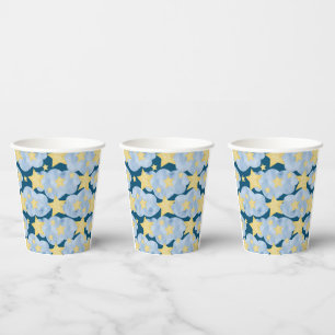 Blue Clouds Yellow Stars Kids Happy Birthday Paper Cups