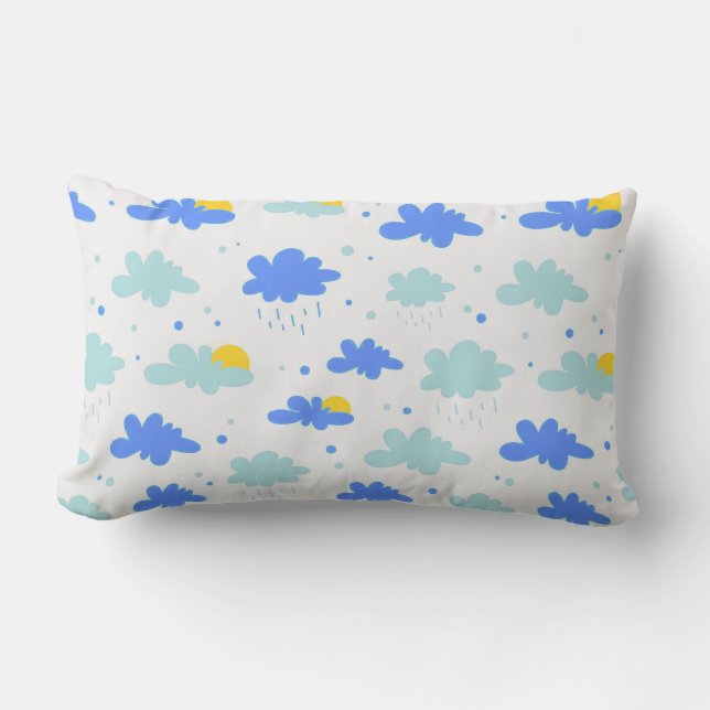 Blue Clouds,Yellow Suns and Raindrops Lumbar Cushion (Front)