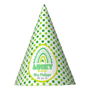 Blue Clover & Rainbow Lucky One First Birthday Party Hat