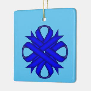 Blue Clover Ribbon by Kenneth Yoncich Ceramic Ornament