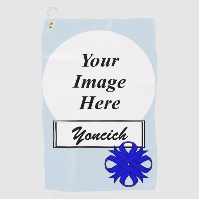 Blue Clover Ribbon by Kenneth Yoncich Golf Towel (Front)