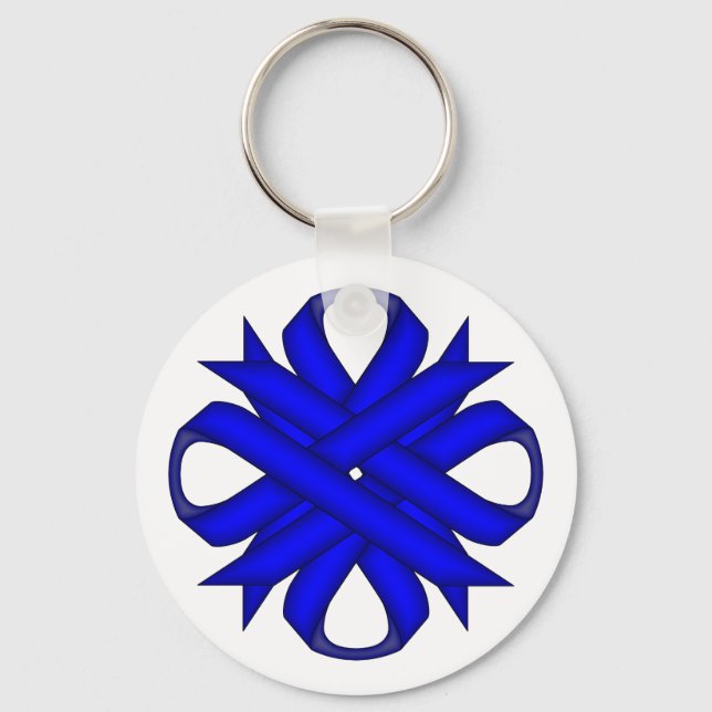Blue Clover Ribbon by Kenneth Yoncich Key Ring (Front)