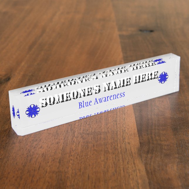 Blue Clover Ribbon by Kenneth Yoncich Nameplate (Side)