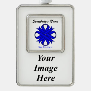 Blue Clover Ribbon Template(V-I)by Kenneth Yoncich Silver Plated Framed Ornament