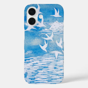 Blue Coast Birds Modern Watercolor Art  iPhone 16 Case