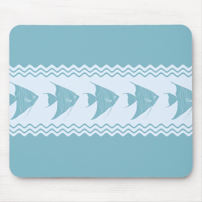 Blue Coastal Angelfish Stripes Mouse Pad (Front)