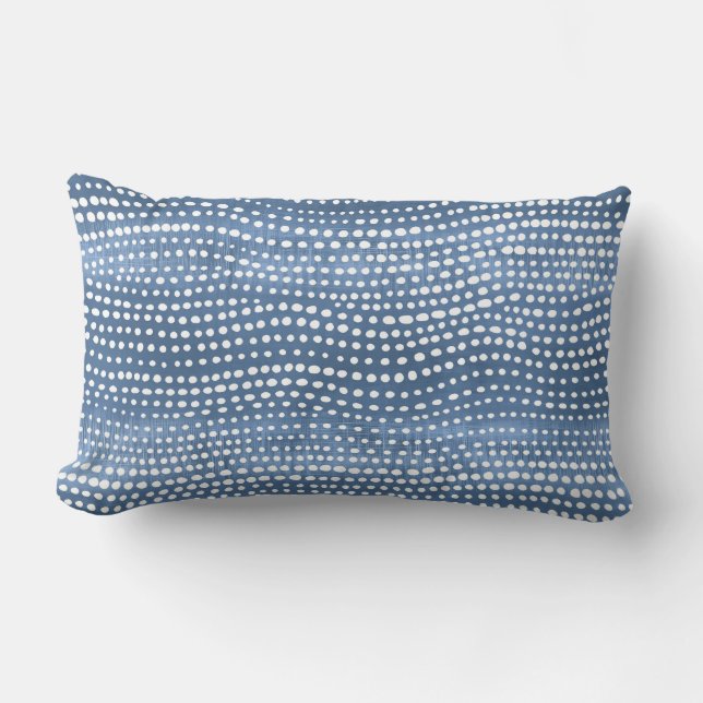 Blue Coastal Boho Lumbar Pillow (Front)