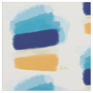 Blue Coastal Brushstroke Fabric by Margaret Juul